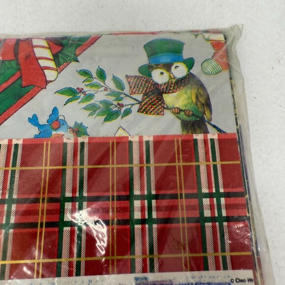 Vintage 80s Christmas Wrapping Paper Sheets Gift Wrap Owl Bells Plaid Sleigh NIP - Picture 4 of 4